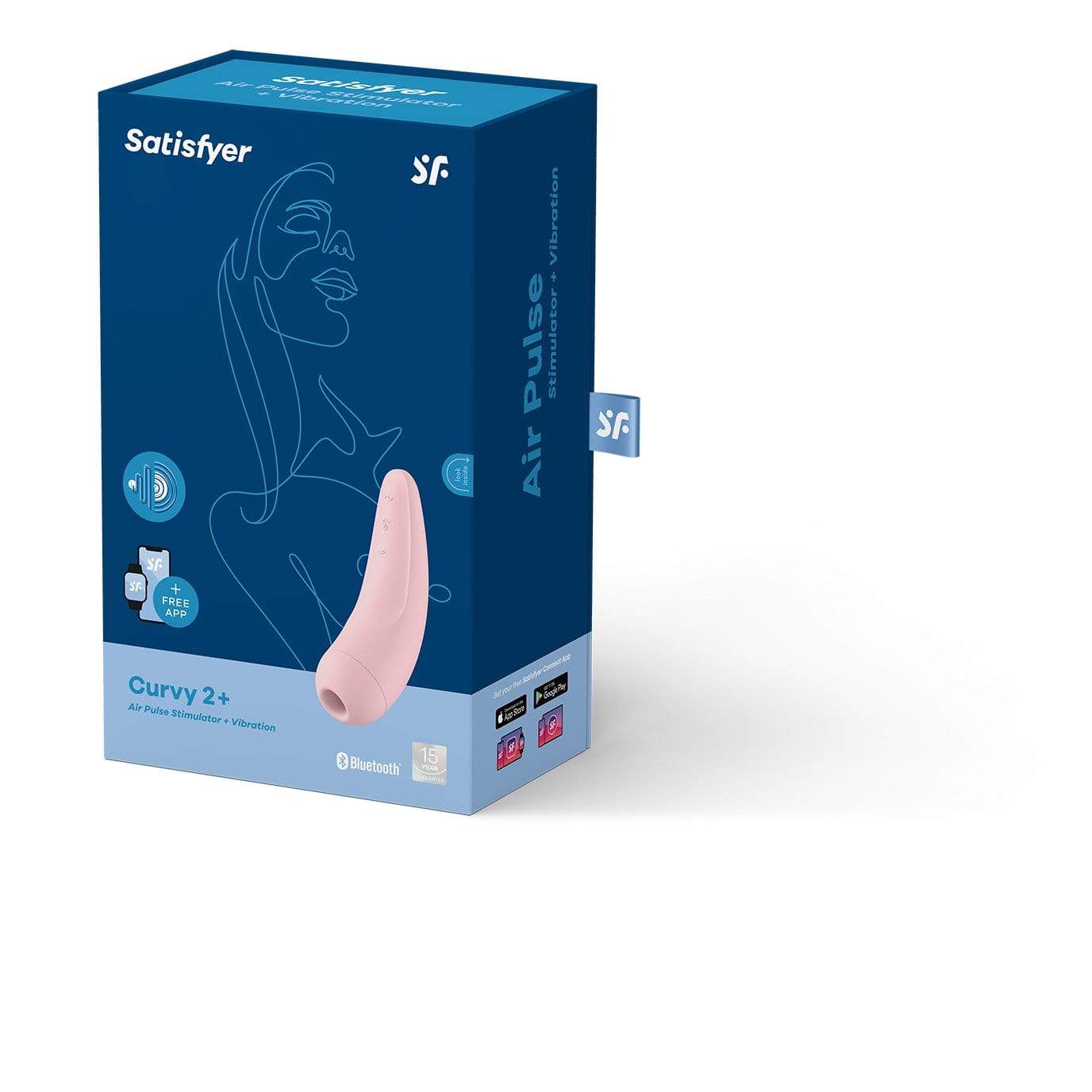 Satisfyer - Curvy 2+ App-Controlled Air Pulse Stimulator Vibrator (Pink) Clit Massager (Vibration) Rechargeable 289885180 CherryAffairs