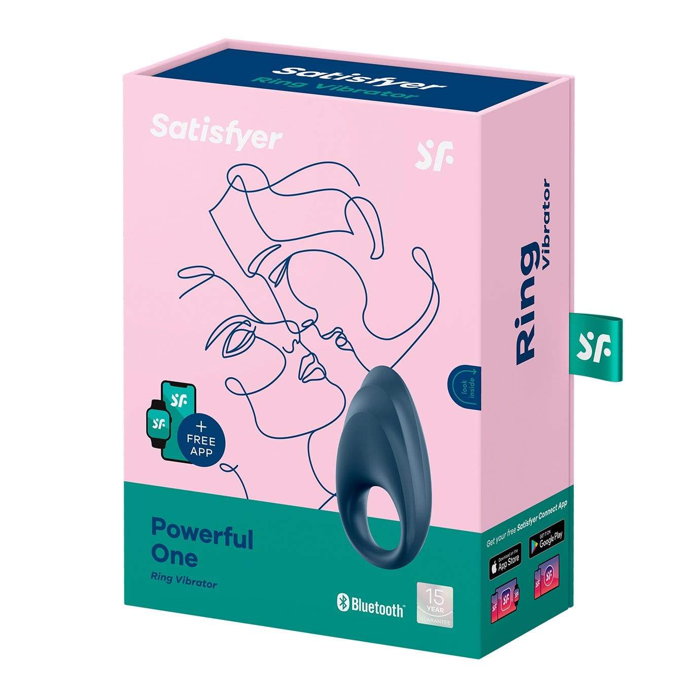 Satisfyer - Powerful One App-Controlled Silicone Cock Ring (Blue Black) Silicone Cock Ring (Vibration) Rechargeable 4061504001975 CherryAffairs