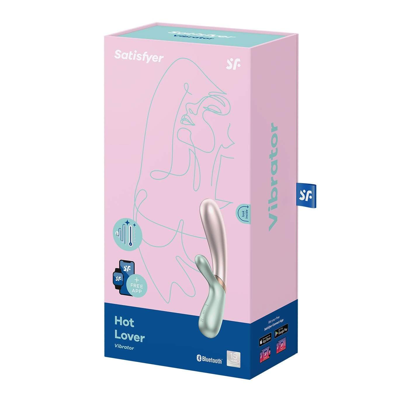 Satisfyer - Hot Lover Warming Rabbit Vibrator with Bluetooth and App (Pink/Mint) Rabbit Dildo (Vibration) Rechargeable 520219916 CherryAffairs