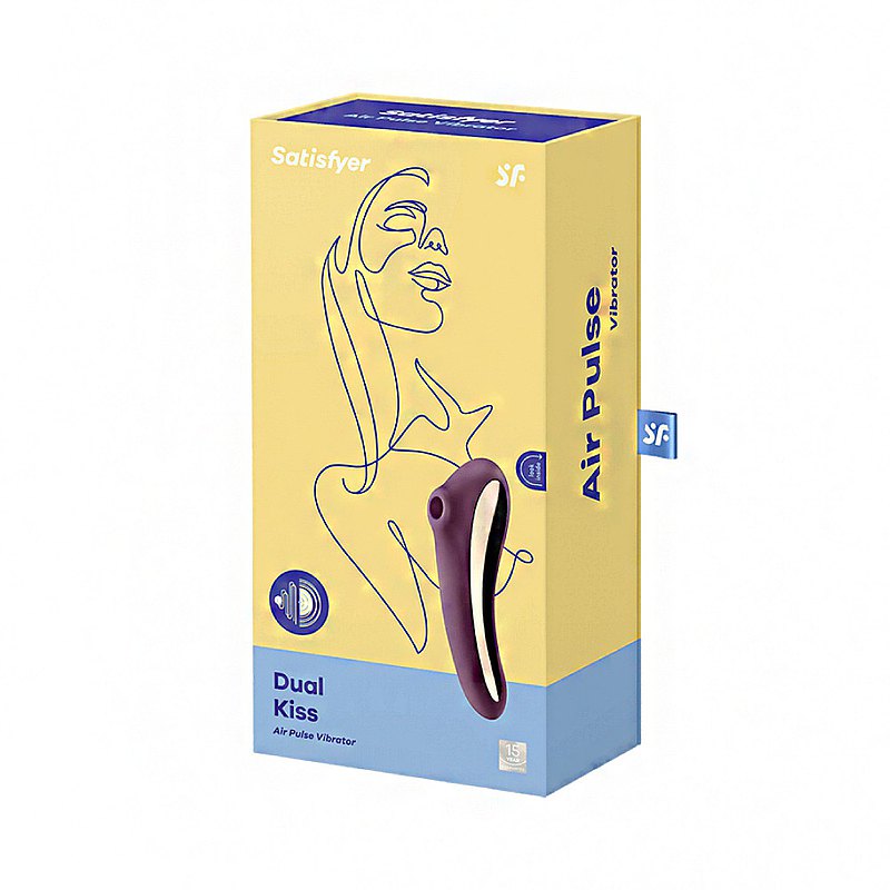 Satisfyer - Dual Kiss Insertable Air Pulse Vibrator Clitoral Air Stimulator (Purple) - Purple - Clit Massager