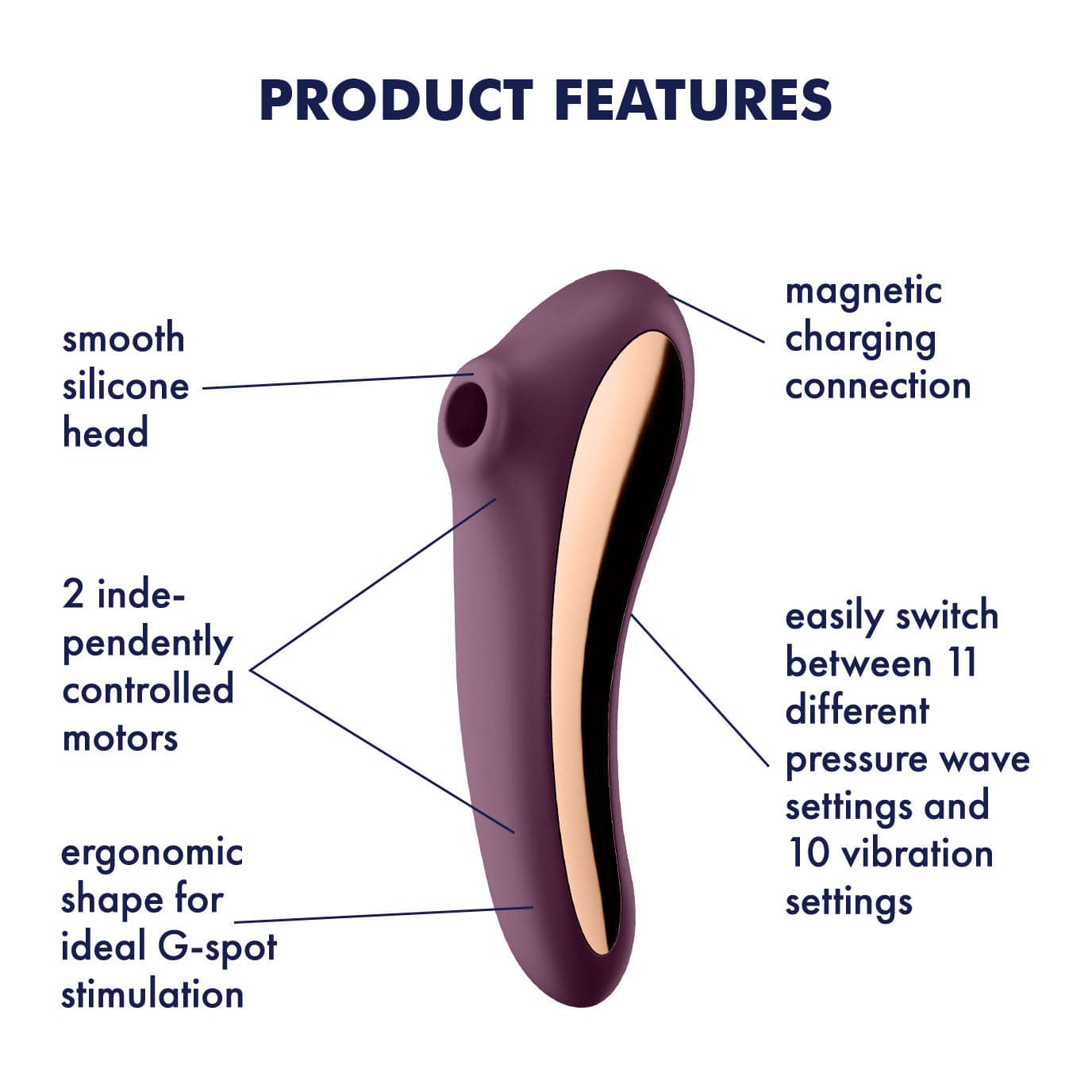 Satisfyer - Dual Kiss Insertable Air Pulse Vibrator w App-Controlled Clitoral Air Stimulator (Purple) Clit Massager (Vibration) Rechargeable 4061504003023 CherryAffairs