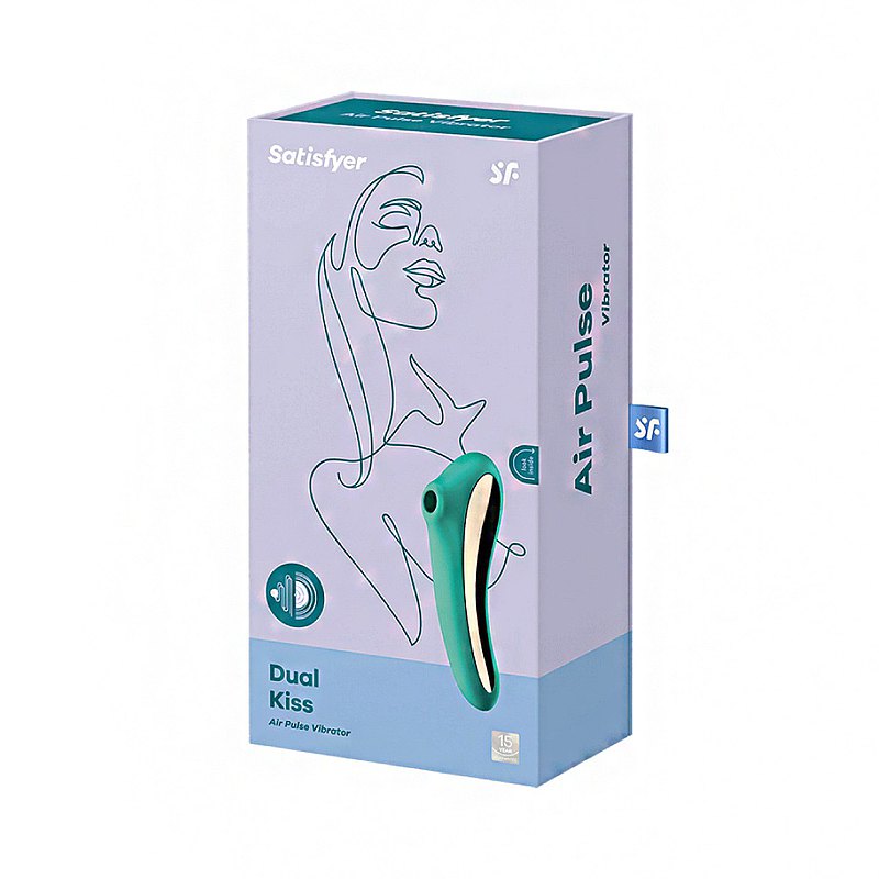 Satisfyer - Dual Kiss Insertable Air Pulse Vibrator Clitoral Air Stimulator (Green) - Green - Clit Massager (Vibration)