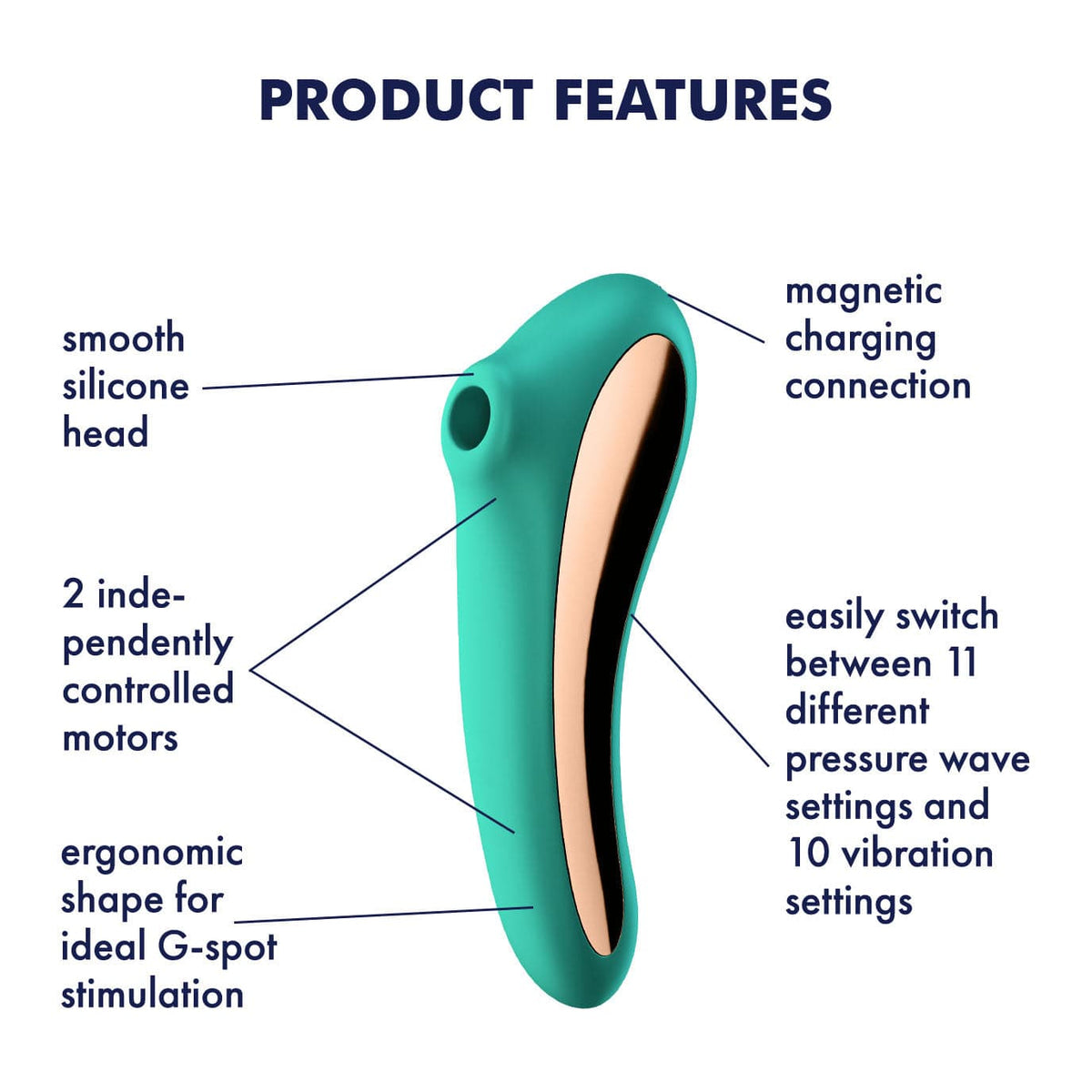 Satisfyer - Dual Kiss Insertable Air Pulse Vibrator w App-Controlled Clitoral Air Stimulator (Green) Clit Massager (Vibration) Rechargeable 4061504003016 CherryAffairs