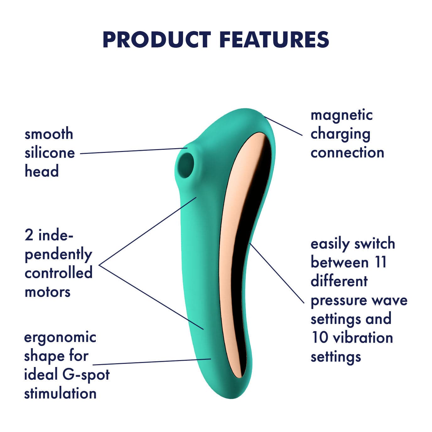 Satisfyer - Dual Kiss Insertable Air Pulse Vibrator w App-Controlled Clitoral Air Stimulator (Green) Clit Massager (Vibration) Rechargeable 4061504003016 CherryAffairs
