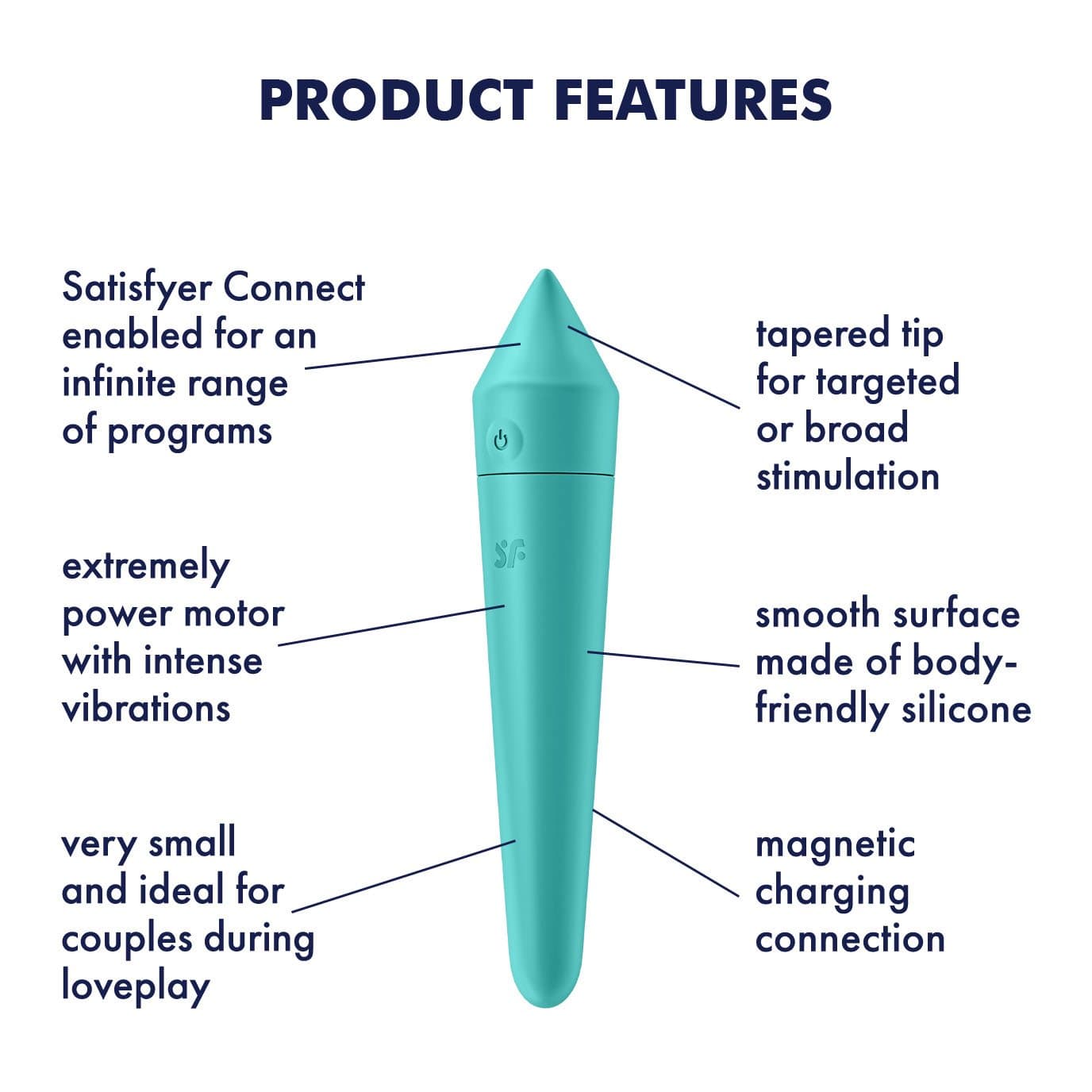 Satisfyer - Ultra Power Bullet 8 Vibrator with Bluetooth and App (Turquoise) Bullet (Vibration) Rechargeable 4061504007748 CherryAffairs