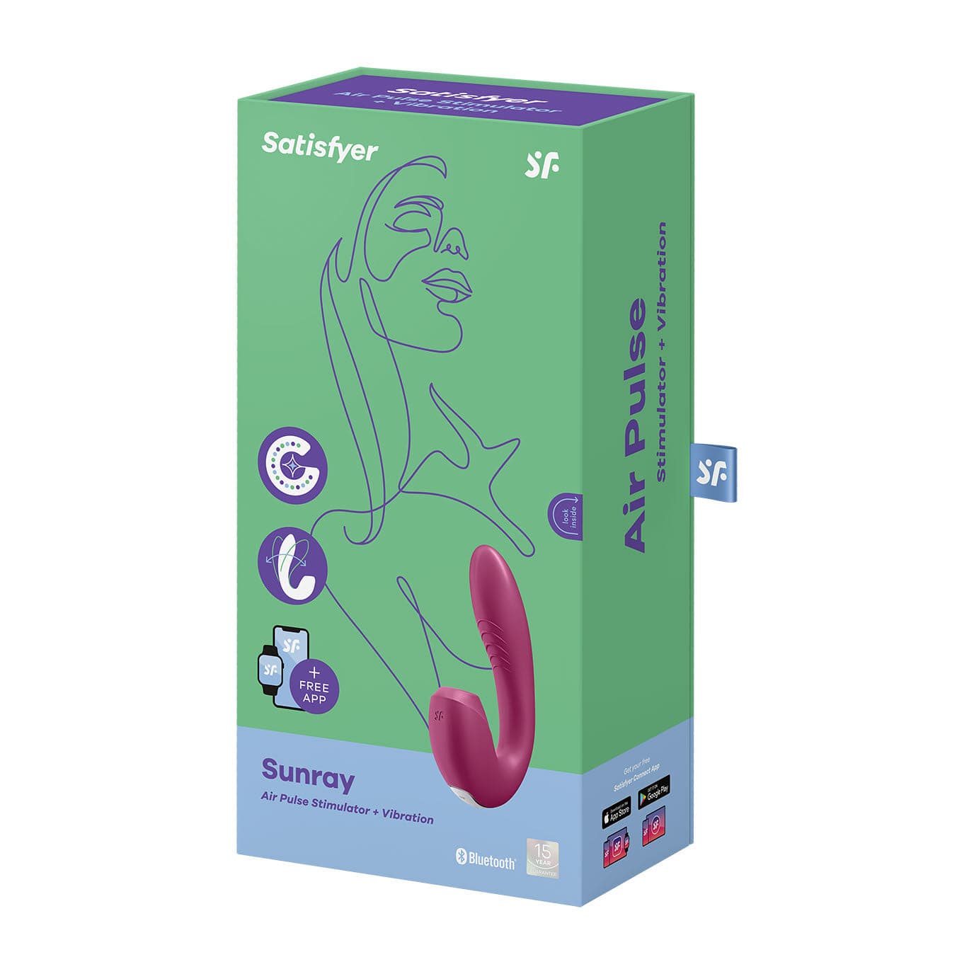 Satisfyer - Sunray Clitoral Air G Spot Dual Stimulator (Berry) Clit Massager (Vibration) Rechargeable 4061504009773 CherryAffairs