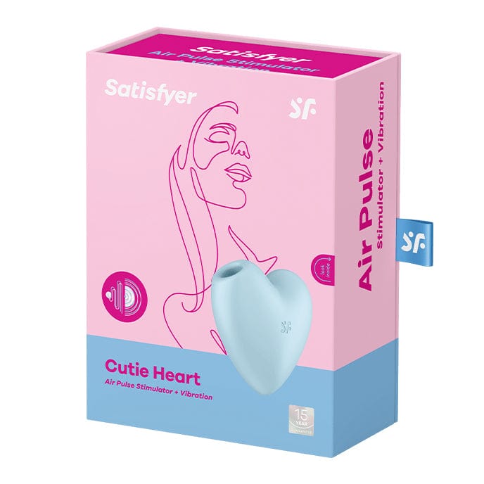 Satisfyer - Cutie Heart Air Pulse Clitoral Stimulator (Blue) Clit Massager (Vibration) Rechargeable 674672738 CherryAffairs