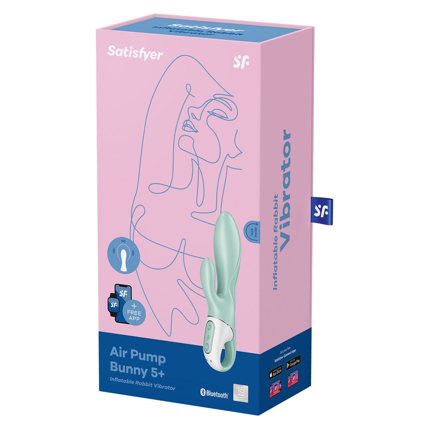Satisfyer - Air Pump App-Controlled Air Pump Bunny 5 Rabbit Vibrator (Turquoise) Rabbit Dildo (Vibration) Rechargeable 4061504038537 CherryAffairs