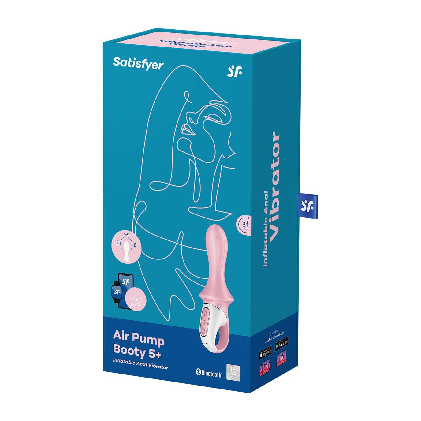 Satisfyer - Air Pump App-Controlled Booty 5 Prostate Massager (Pink) Prostate Massager (Vibration) Rechargeable 4061504038551 CherryAffairs