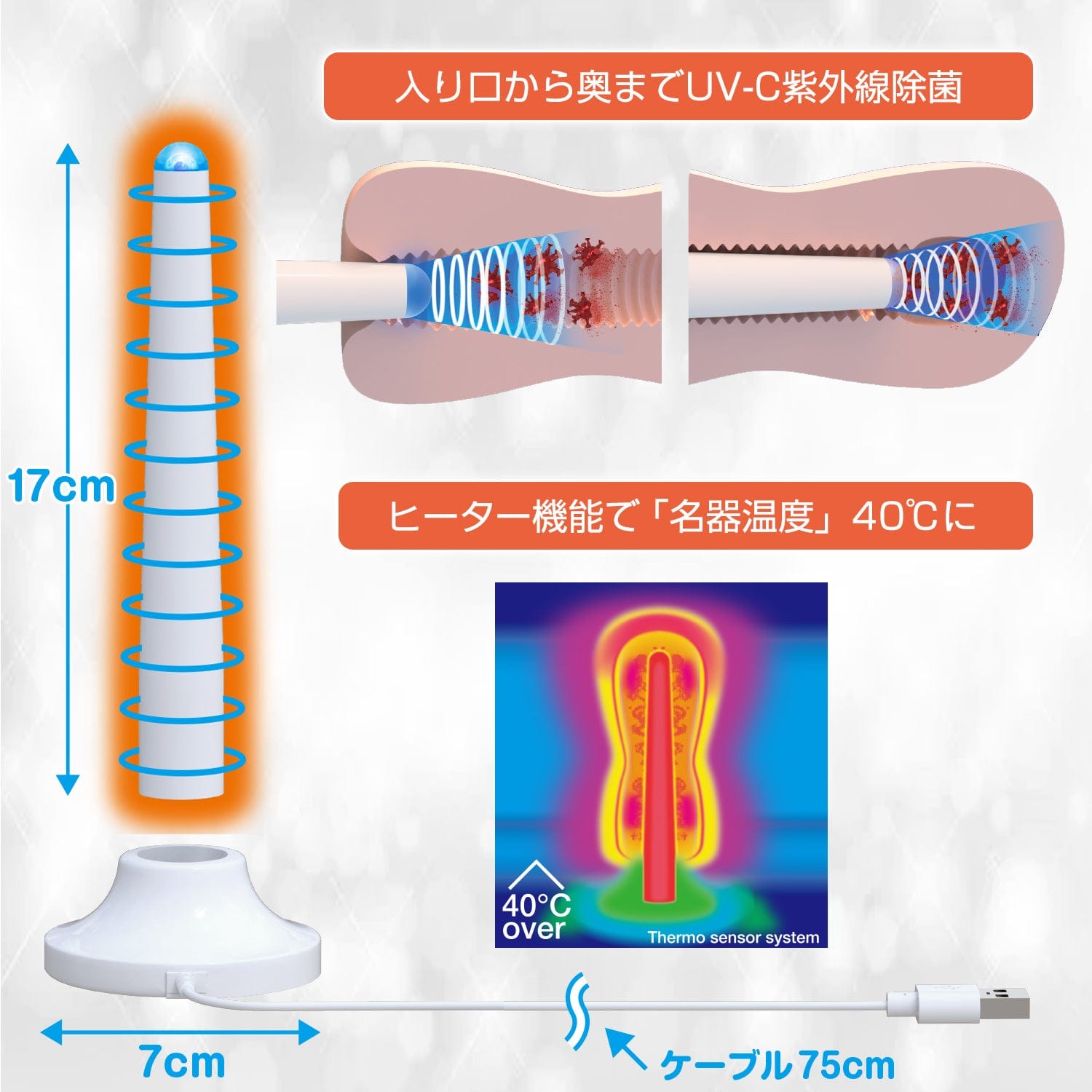SSI Japan - UVC Masturbator USB Rechargeable Onahole Warmer with Stand Warmer 4560344563181 CherryAffairs