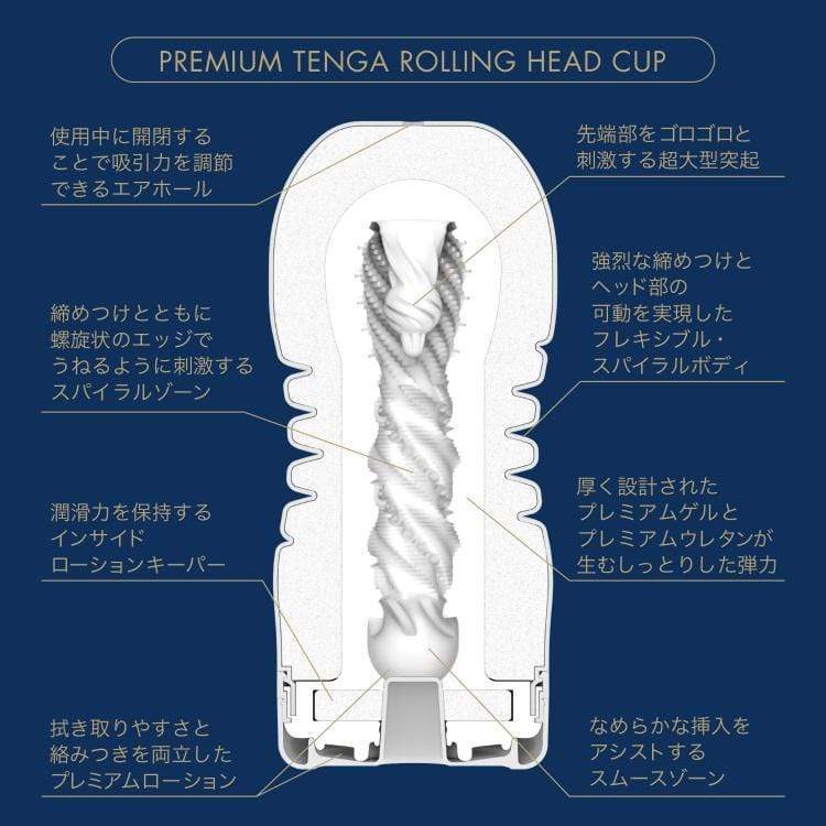 Tenga - Premium Tenga Rolling Head Cup Masturbator (Blue) Masturbator Non Reusable Cup (Non Vibration) 4570030973309 CherryAffairs