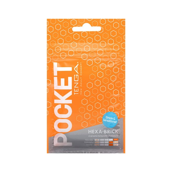 Tenga - Hex A Brick Pocket Soft Stroker Masturbator (Orange) Masturbator Soft Stroker (Non Vibration) 621245322 CherryAffairs