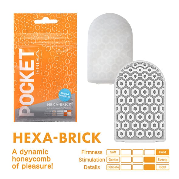 Tenga - Hex A Brick Pocket Soft Stroker Masturbator (Orange) Masturbator Soft Stroker (Non Vibration) 621245322 CherryAffairs