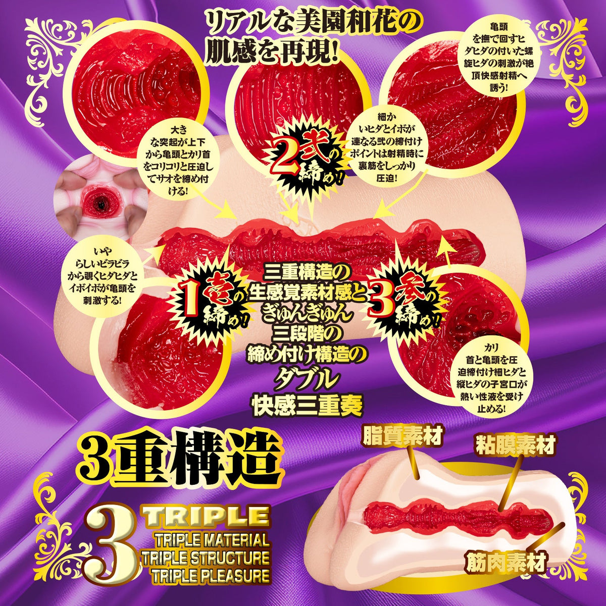 NPG - Pleasure Three Stage Tightening Masterpiece Meiki Misono Waka Onahole Masturbator (Beige)