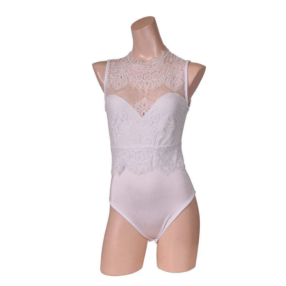Erox - Pure White Lace Leotard Adult Costume (White) Costumes Durio Asia