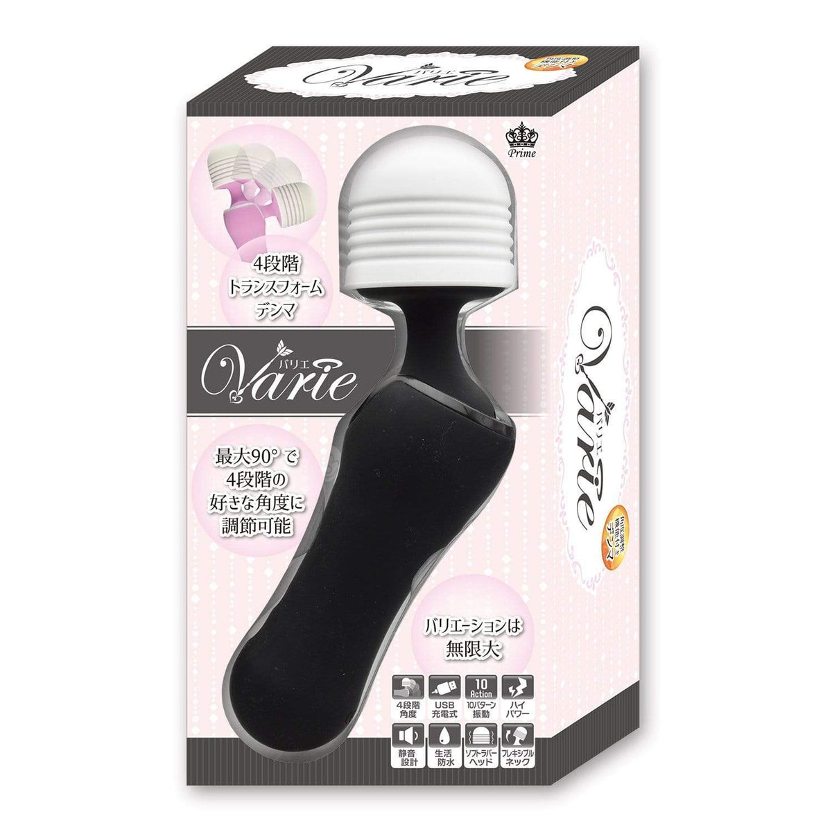 Prime - Varie Angled Wand Massager (Black) Wand Massagers (Vibration) Non Rechargeable 4580140053839 CherryAffairs