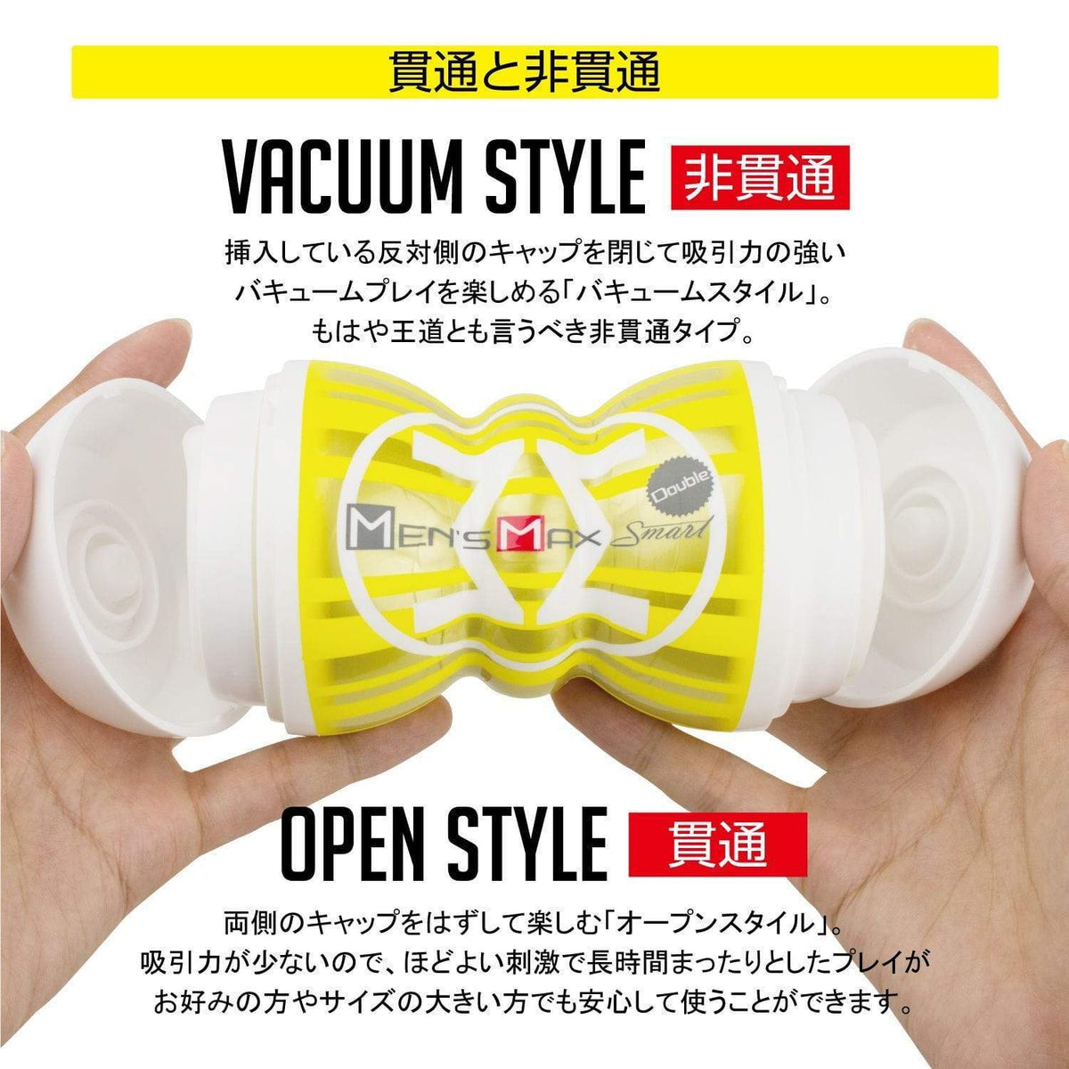 Men's Max - Smart Double Hole Onahole Cup Masturbator (Yellow) Masturbator Resusable Cup (Non Vibration) 4580395730387 CherryAffairs