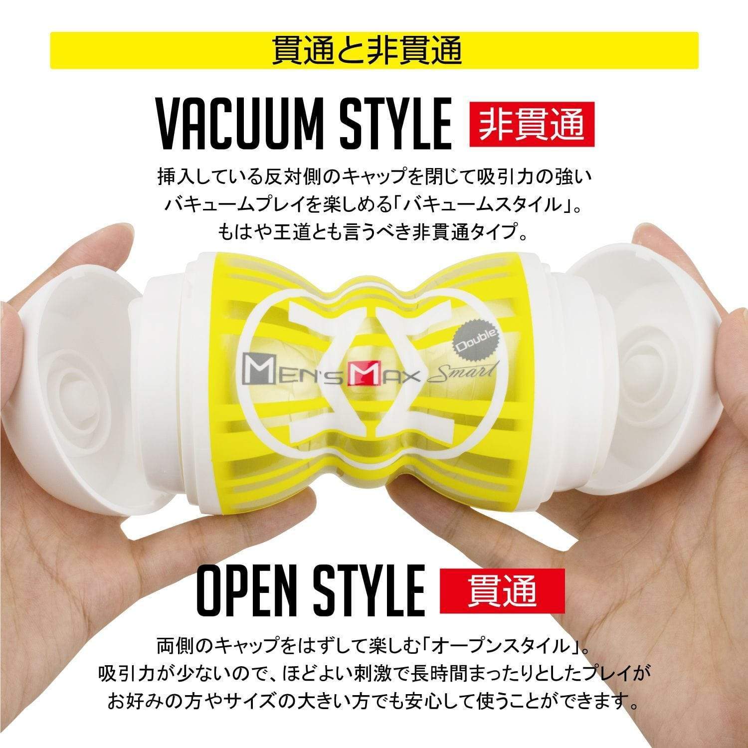 Men's Max - Smart Double Hole Onahole Cup Masturbator (Yellow) Masturbator Resusable Cup (Non Vibration) 4580395730387 CherryAffairs