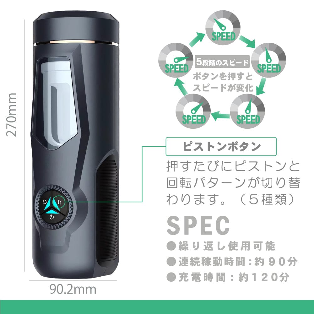 Motlab - RORA Rotate Operate Revel Action Automatic Stroker Masturbator (Black) Masturbator Soft Stroker (Vibration) Rechargeable 4580664900879 CherryAffairs