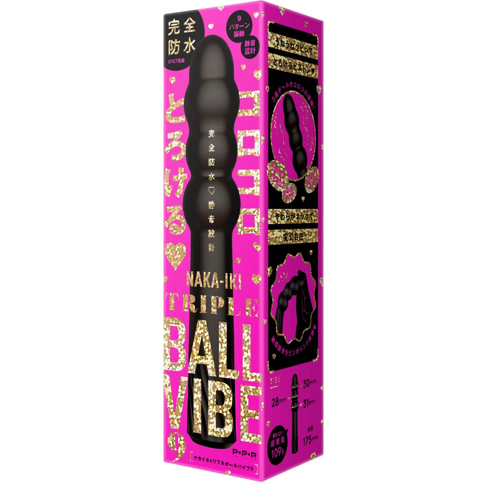 PPP - Waterproof Rechargeable Naka Iki Triple Ball Vibe 9 Vibrator (Black) Anal Beads (Vibration) Rechargeable 604576203 CherryAffairs