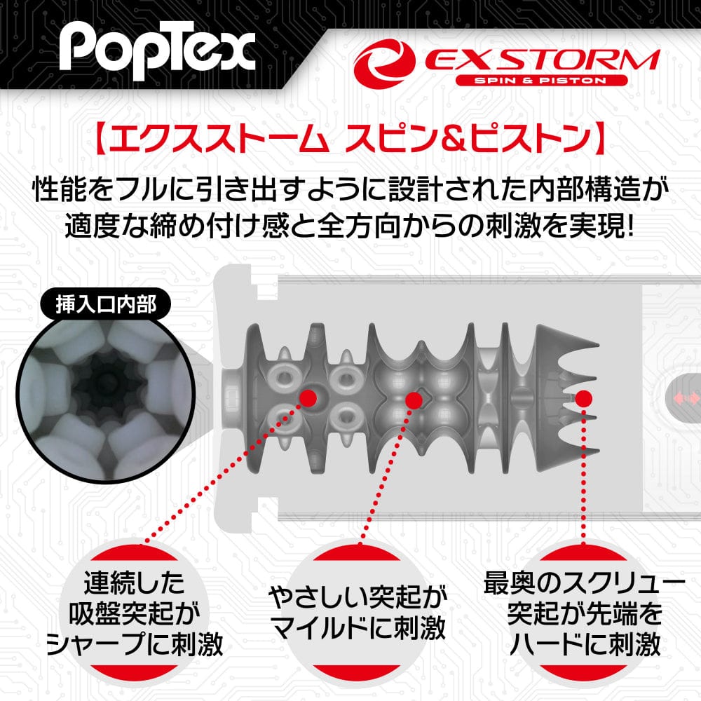 Poptex - Ex Storm Spin and Piston Double Motor Electric Masturbator (White) Masturbator (Hands Free) Rechargeable 4589454650505 CherryAffairs