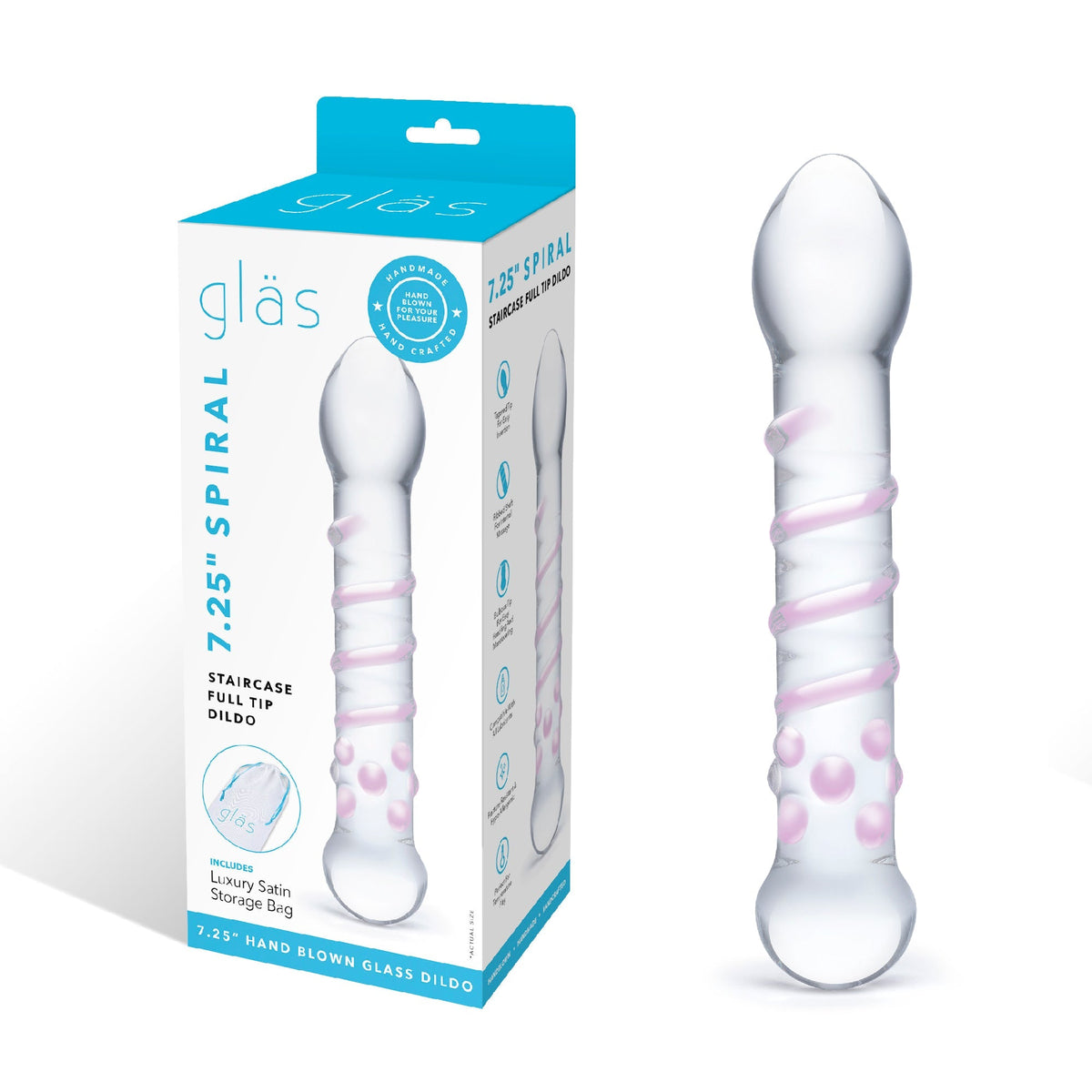 Glas - Spiral Staircase Full Tip Glass Dildo 7.25’’ (Clear) - Clear - Glass Dildo (Non Vibration)