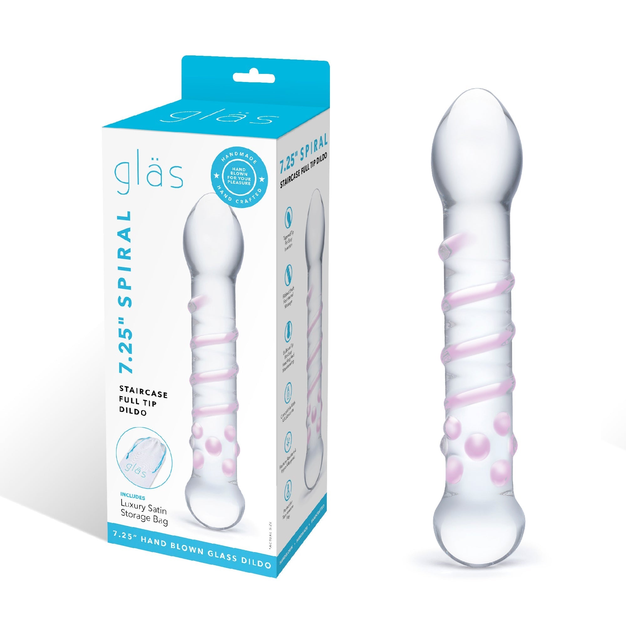 Glas - Spiral Staircase Full Tip Glass Dildo 7.25’’ (Clear) - Clear - Glass Dildo (Non Vibration)
