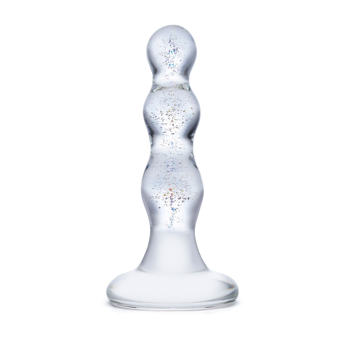 Glas - Triple Play Beaded Butt Plug 4’’ (Clear) - Clear - Glass Anal Plug (Non Vibration)