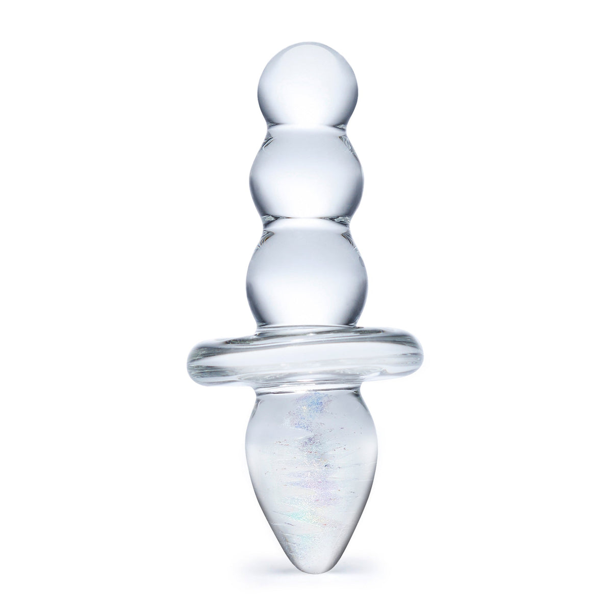 Glas - Titus Beaded Glass Butt Plug 4.5’’ - Clear - Glass Anal Plug (Non Vibration)