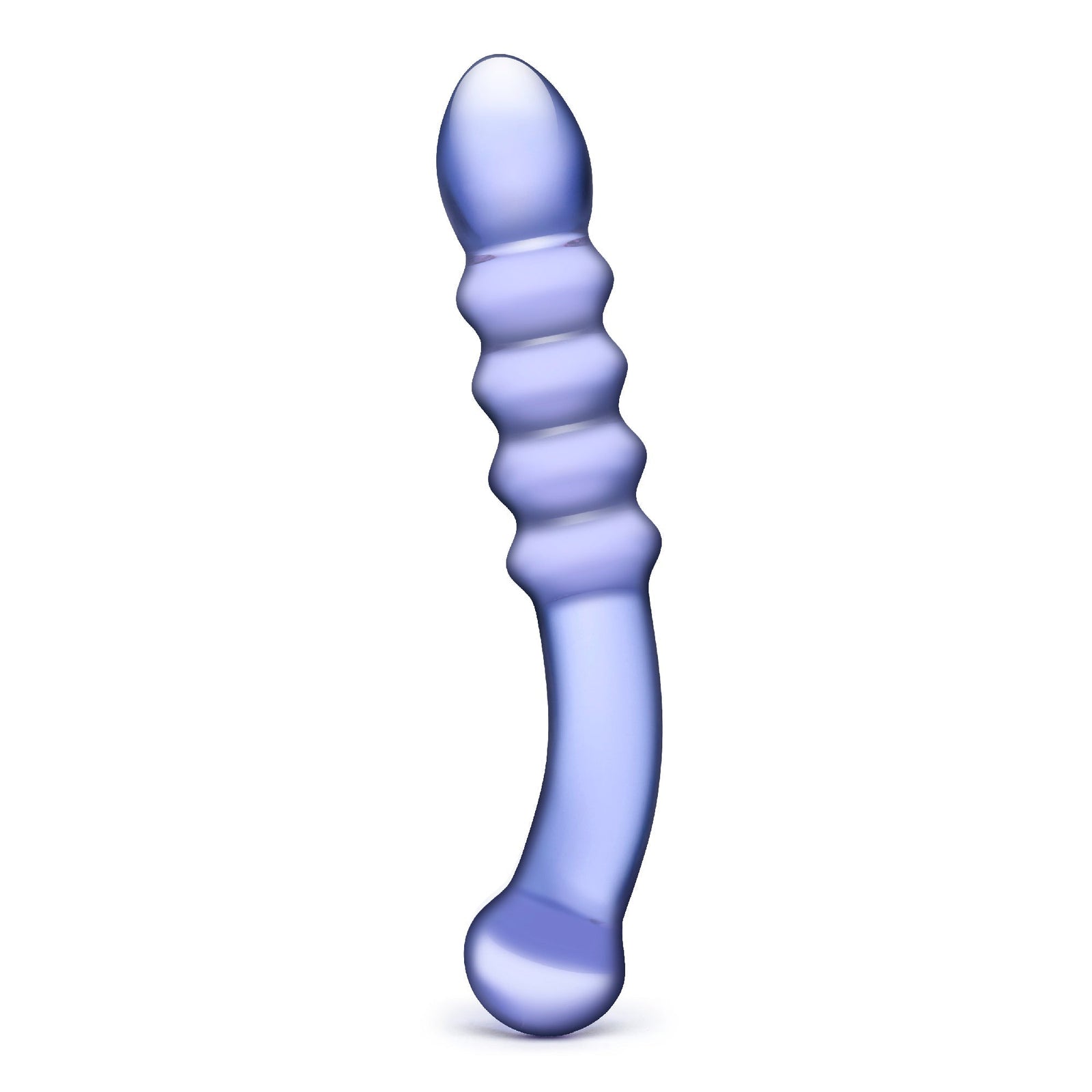 Glas - Purple Rain Ribbed Glass Dildo 9’’ - Purple - Glass Dildo (Non Vibration)