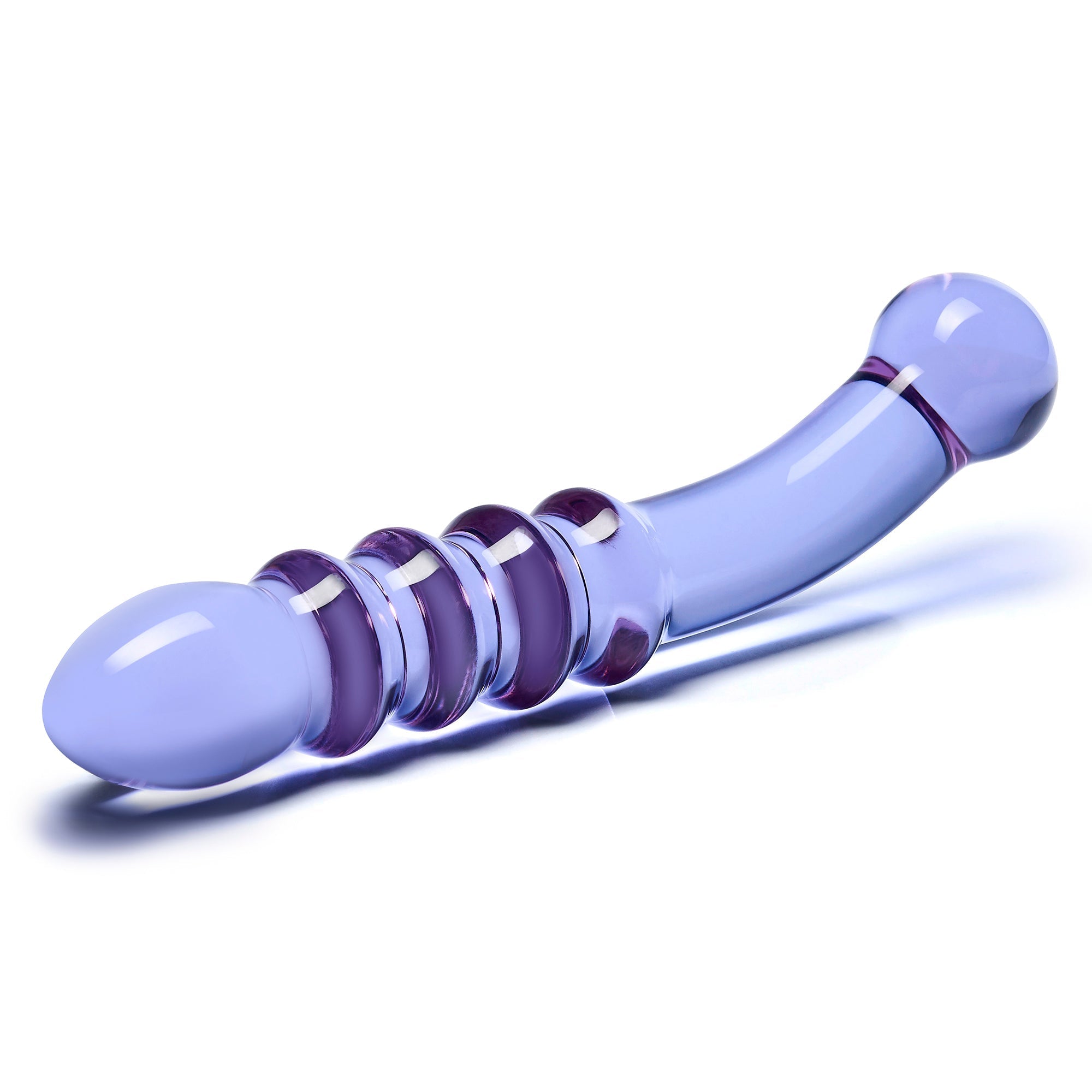 Glas - Purple Rain Ribbed Glass Dildo 9’’ - Purple - Glass Dildo (Non Vibration)