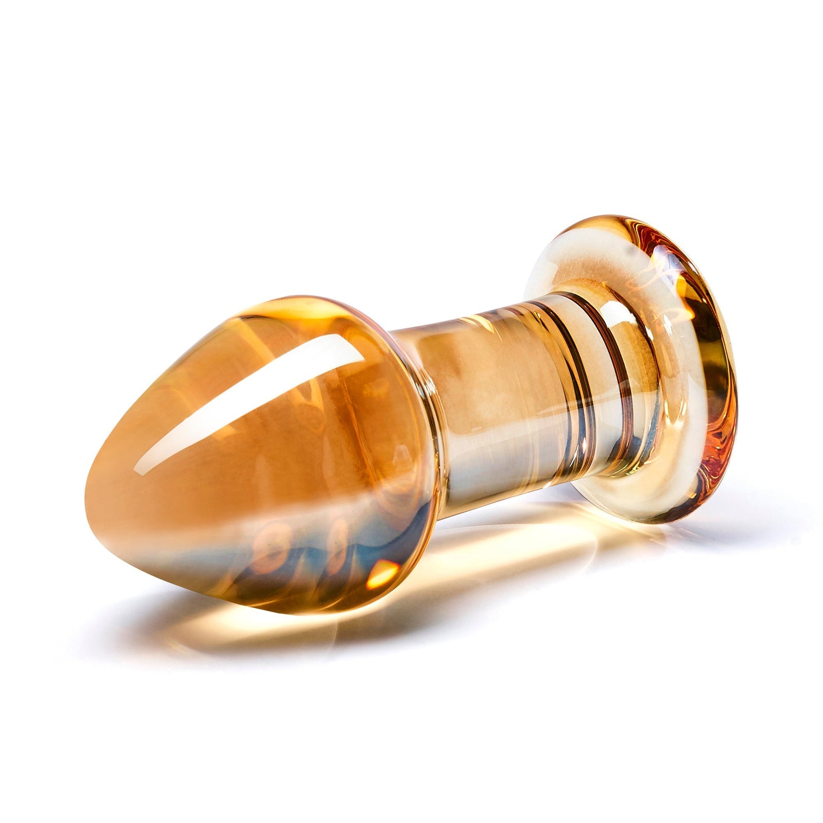 Glas - Over Easy Glass Butt Plug 3.5’’ - Orange - Glass Anal Plug (Non Vibration)