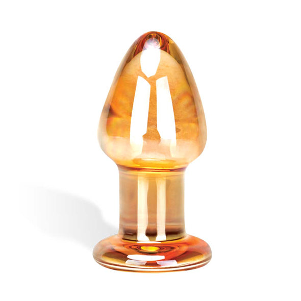 Glas - Over Easy Glass Butt Plug 3.5’’ - Orange - Glass Anal Plug (Non Vibration)