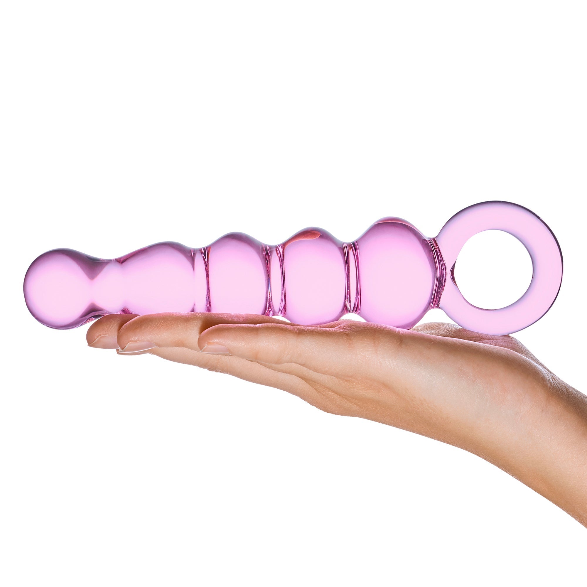 Glas - Quintessence Beaded Glass Anal Slider 7.5’’ (Pink) - Pink - Glass Anal Plug (Non Vibration)