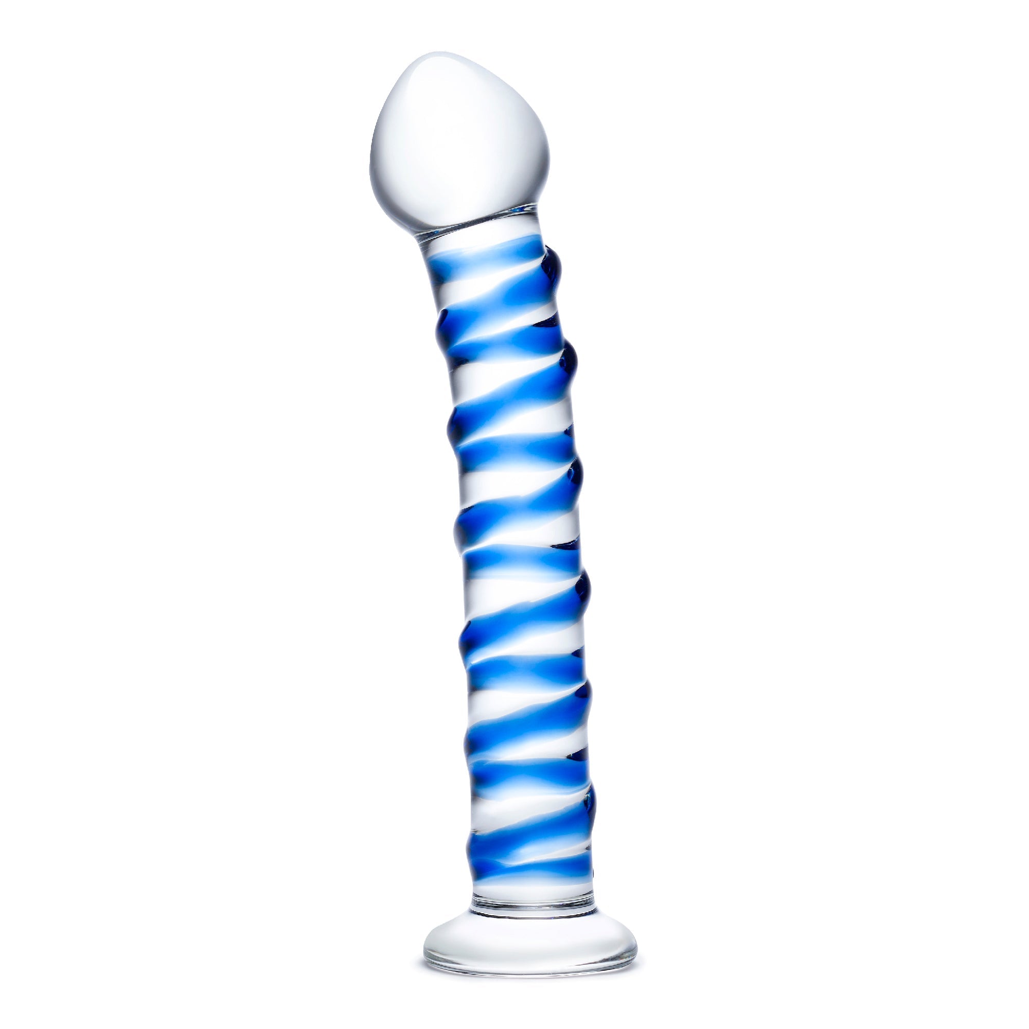 Glas - Blue Spiral Glass Dildo 7.5’’ - Blue - Glass Dildo (Non Vibration)