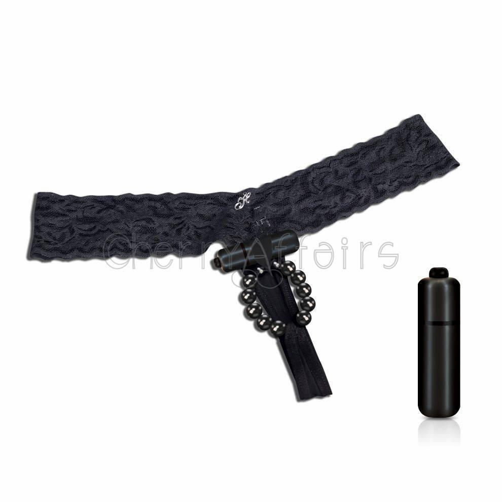 Hustler - Crotchless Vibrating Panties With Pleasure Beads S/M (Black) Lingerie (Vibration) Non Rechargeable - CherryAffairs Singapore