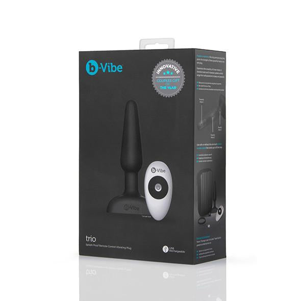 B-Vibe - Trio Remote Control Vibrating Anal Plug (Black) - PleasureHobby