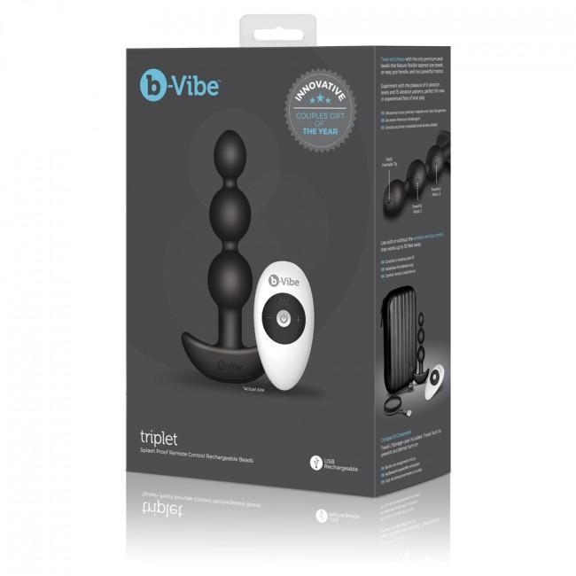 B-Vibe - Triplet Remote Control Rechargeable Anal Beads (Black) Anal Beads (Vibration) Rechargeable Singapore