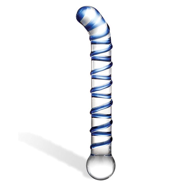 Glas - Mr Swirly G Spot Hand Blown Glass Dildo 6.5" (Clear/Blue) Glass Dildo (Non Vibration) 4890808205594 CherryAffairs