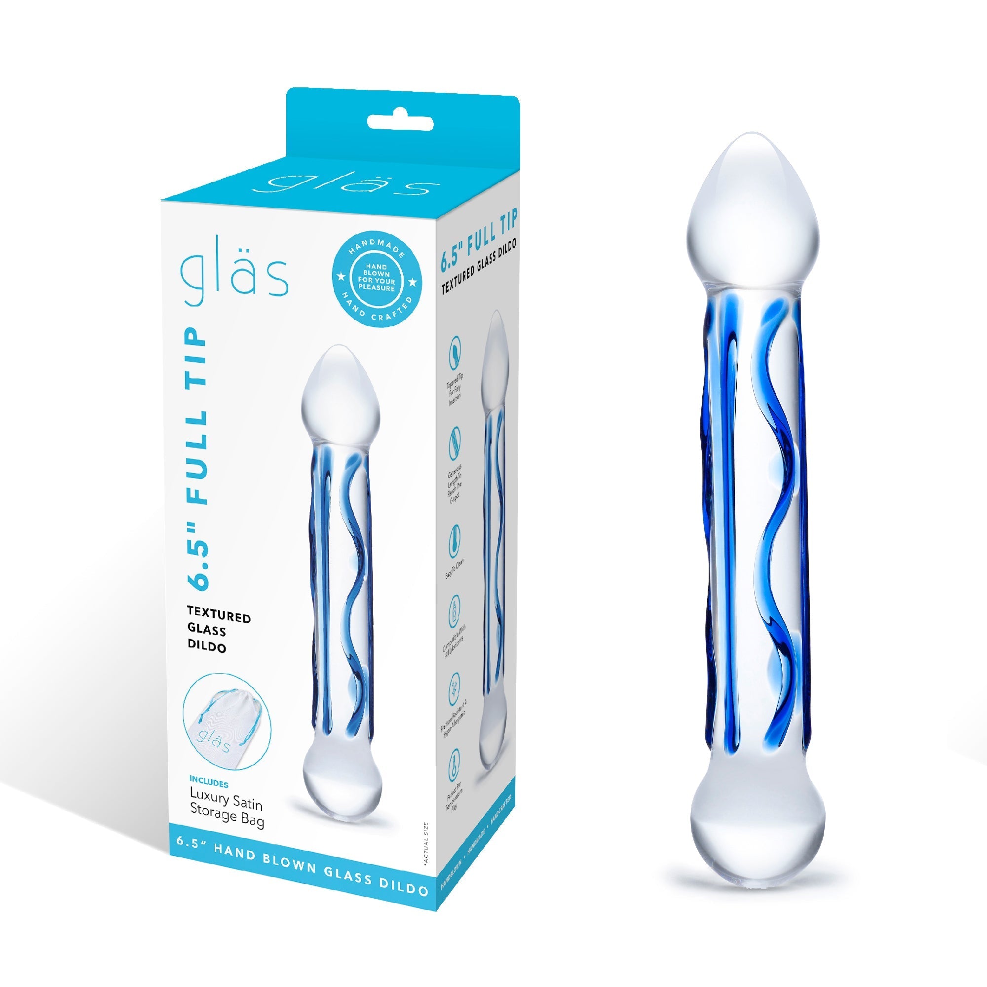 Glas - Tip Textured Glass Dildo 6.5’’ (Clear) - Clear - Glass Dildo (Non Vibration)