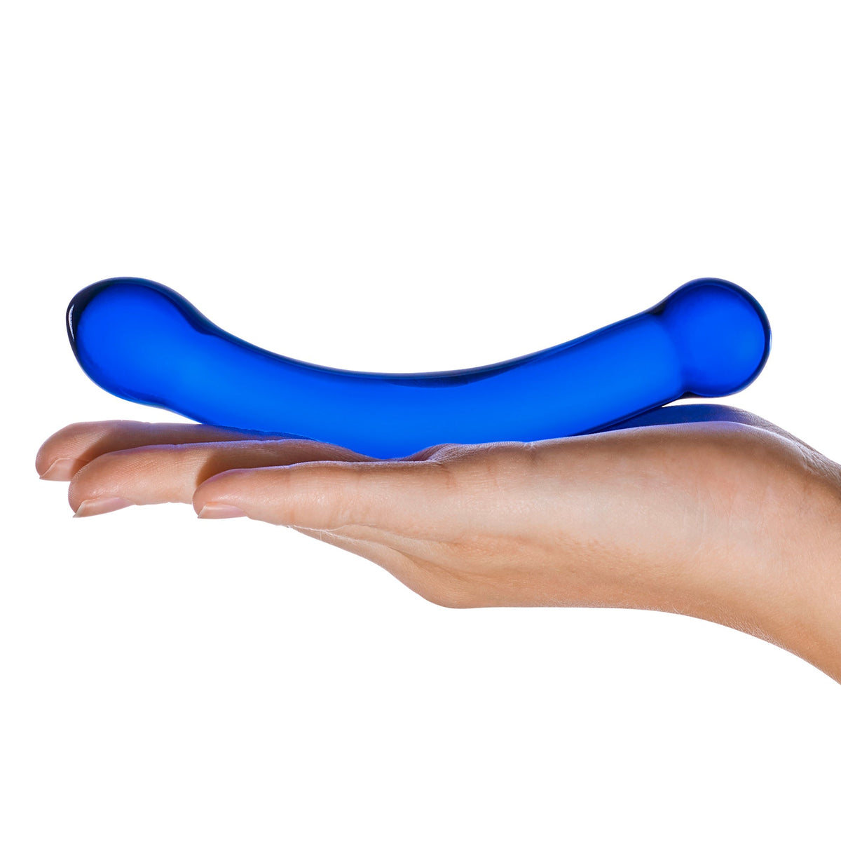 Glas - Curved G Spot Hand Blown Glass Dildo 6’’ (Blue) - Blue - Glass Dildo (Non Vibration)