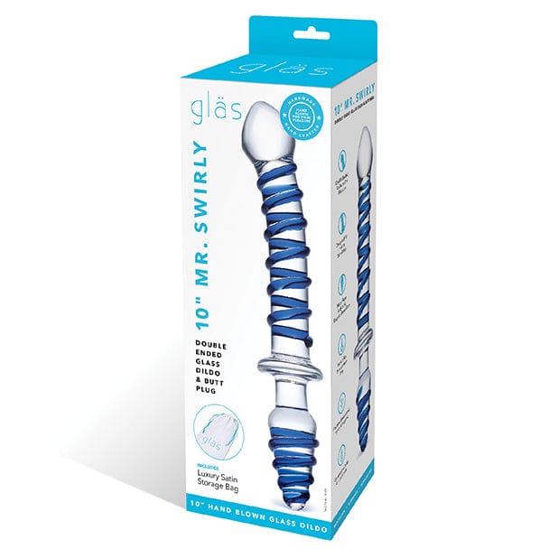 Glas - Mr Swirly Double Ended Glass Dildo and Butt Plug 10" (Clear) Glass Anal Plug (Non Vibration) 4890808219256 CherryAffairs