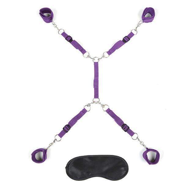 Lux Fetish - Lux Fetish 7 Piece Bed Spreader Restraint System (Purple) Bed Restraint 4890808221075 CherryAffairs