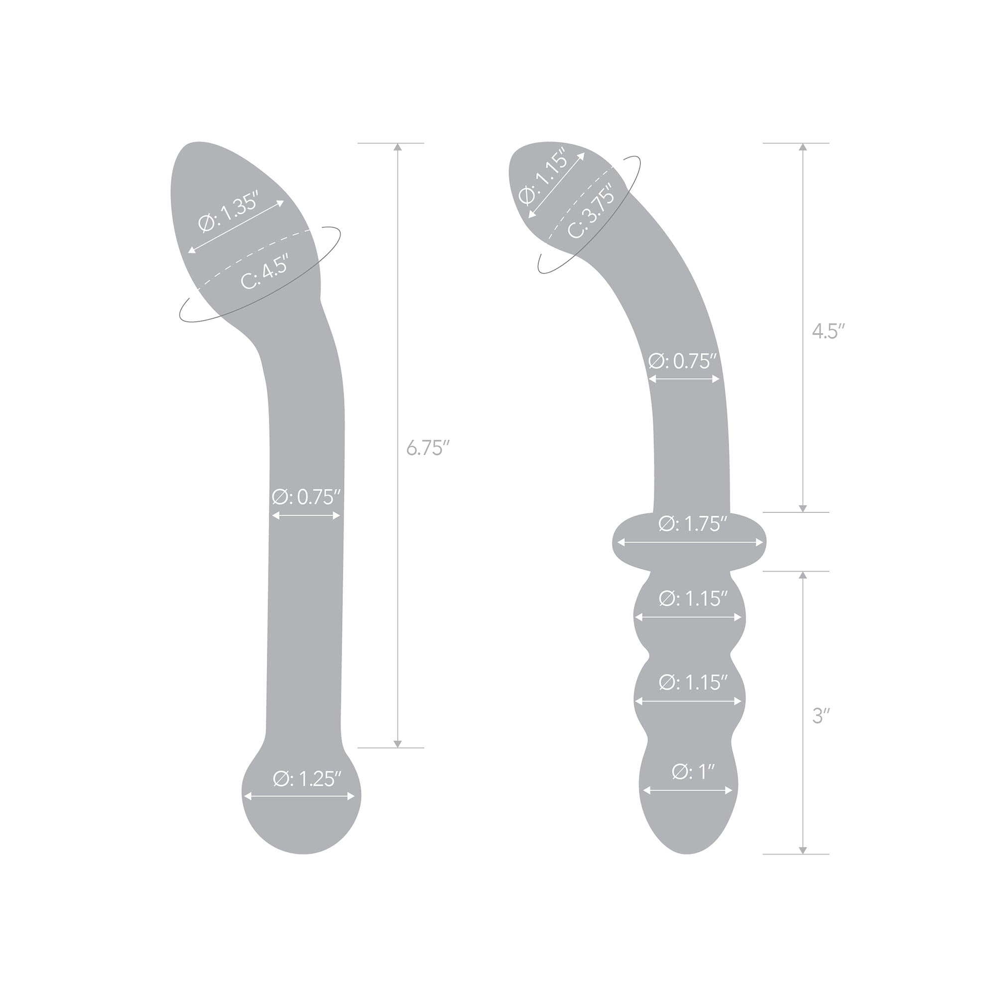 Glas - 2 pc G Spot Pleasure Glass Dildo and Butt Plug Set (Clear) - Clear - Glass Dildo (Non Vibration)