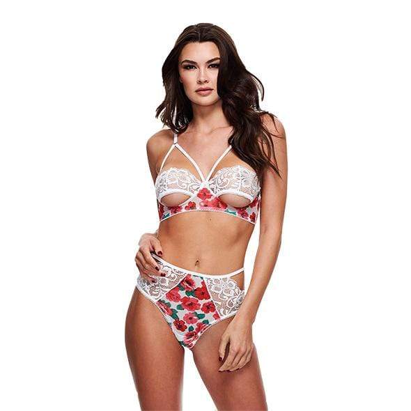 Baci - White Floral and Lace Bra Set M/L (White) Lingerie (Non Vibration) 506005151 CherryAffairs