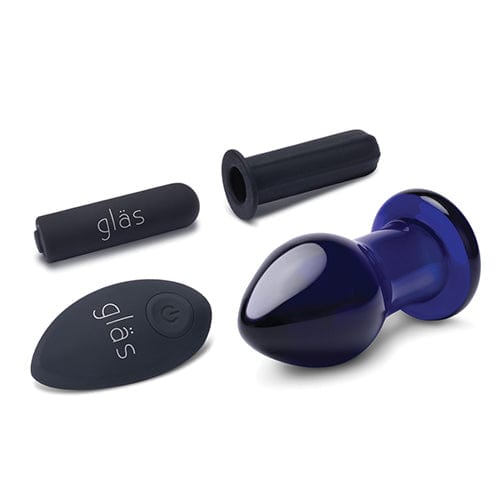 Glas - Remote Control Rechargeable Vibrating Glass Butt Plug 3.5" (Blue) Glass Anal Plug (Vibration) Rechargeable 4890808250556 CherryAffairs