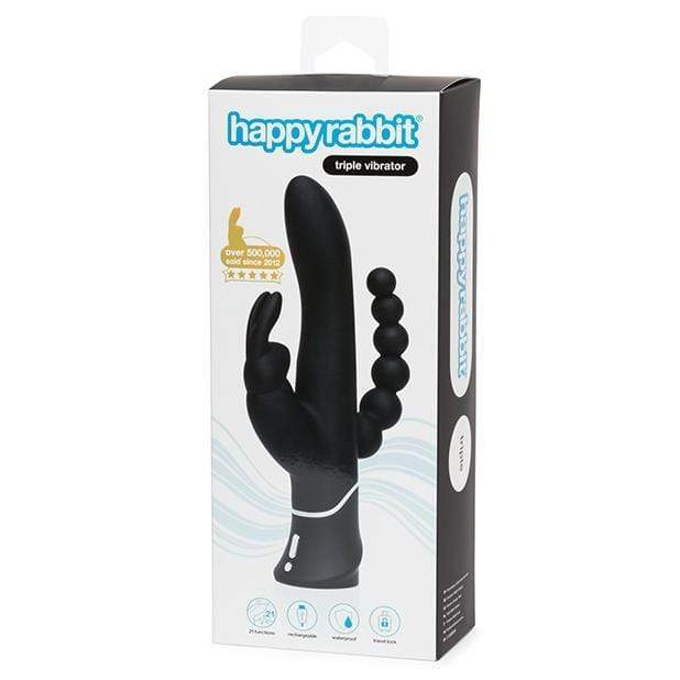 Love Honey - Happy Rabbit Triple Curve Rabbit Vibrator (Black) Rabbit Dildo (Vibration) Rechargeable 5060020001253 CherryAffairs