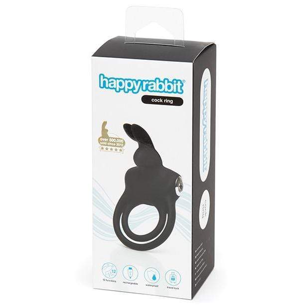Love Honey - Happy Rabbit Rechargeable Love Ring (Black) Silicone Cock Ring (Vibration) Rechargeable 5060020006500 CherryAffairs
