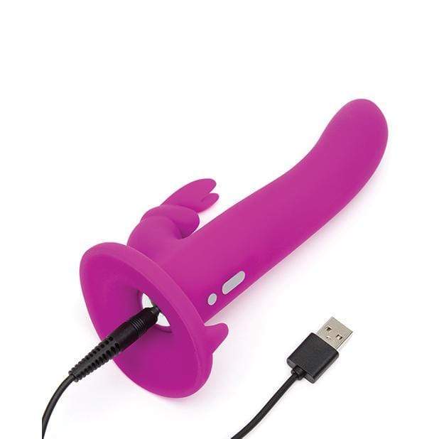 Love Honey - Happy Rabbit Vibrating Strap on Harness Set (Purple) Strap On with Non hollow Dildo for Female (Vibration) Rechargeable 5060020009426 CherryAffairs