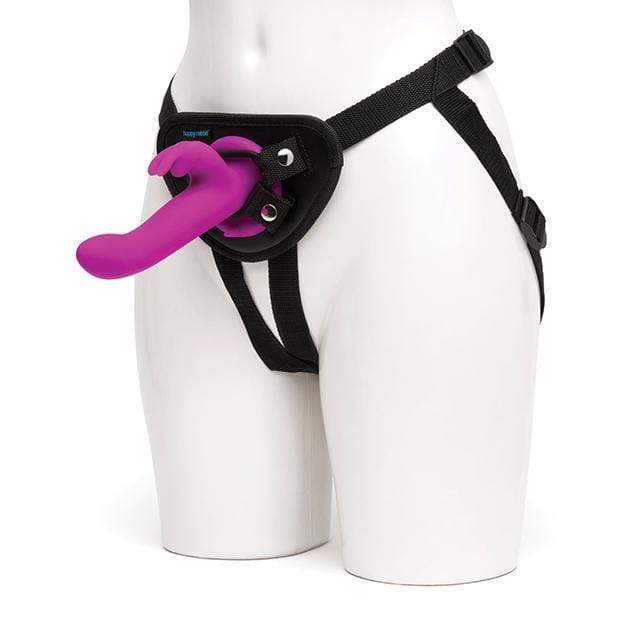 Love Honey - Happy Rabbit Vibrating Strap on Harness Set (Purple) Strap On with Non hollow Dildo for Female (Vibration) Rechargeable 5060020009426 CherryAffairs